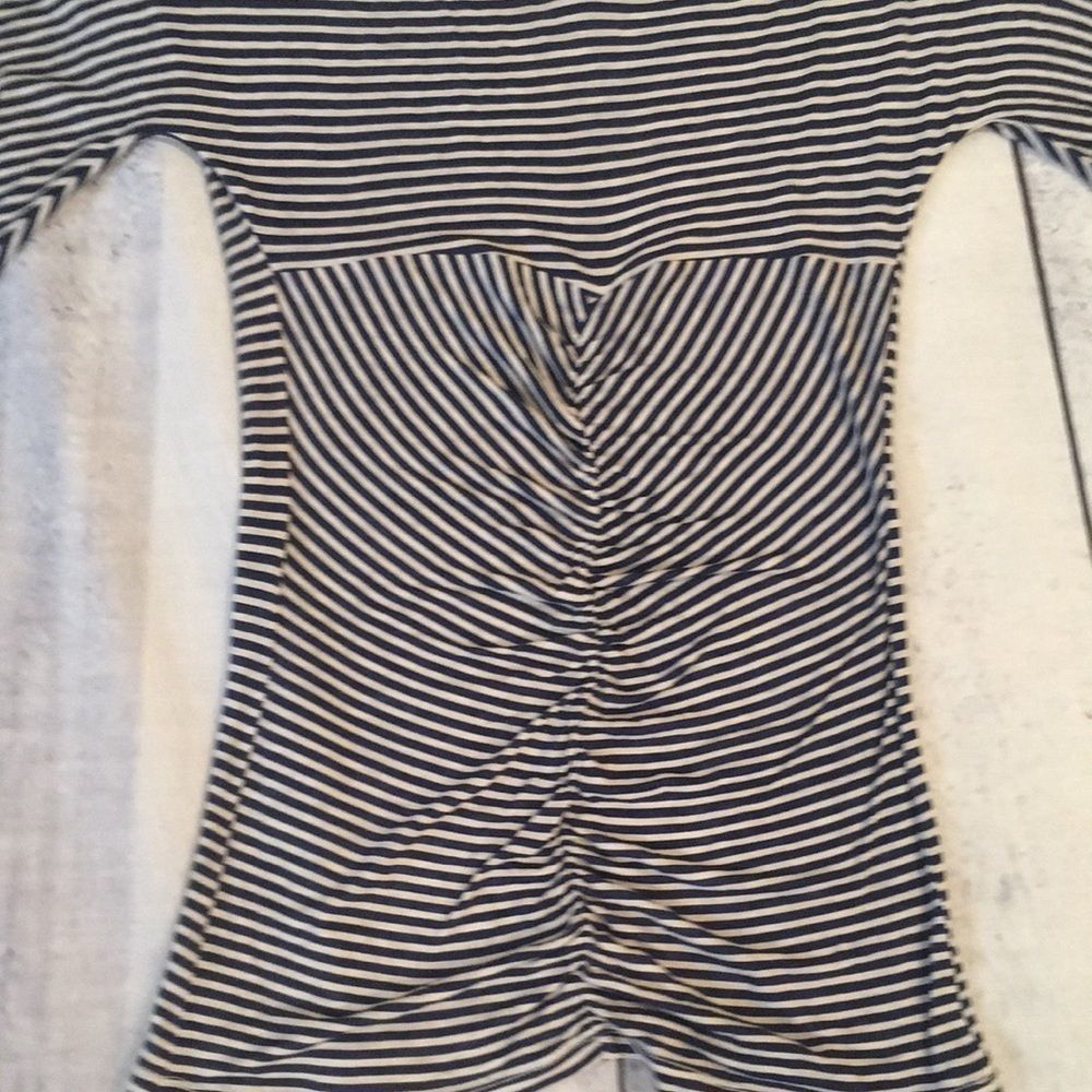 BCBG Sample, Blue & White Striped Long-Sleeved Tee w/Ruched Back - Size XS/S - Picture 9 of 9